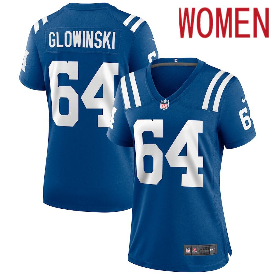 Women Indianapolis Colts #64 Mark Glowinski Nike Royal Game NFL Jersey->women nfl jersey->Women Jersey